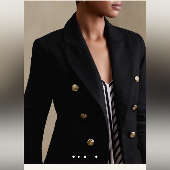 Banana Republic Factory ICON BLAZER Double Breasted Gold Button // Black #569851 - Picture 5 of 5